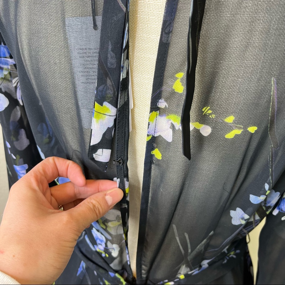 Reiss Navy Floral Midi Dress with Lavender and Green Accents - Picture 12 of 16